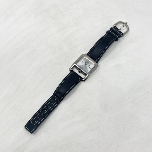 Coach Watch Women 29mm Silver Tone Swiss Made Black Leather New Battery 8.25" - Picture 15 of 15